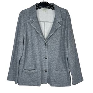 Appleseed's Gray Button Down Long Sleeve Cardigan Blazer Size XL NWOT
